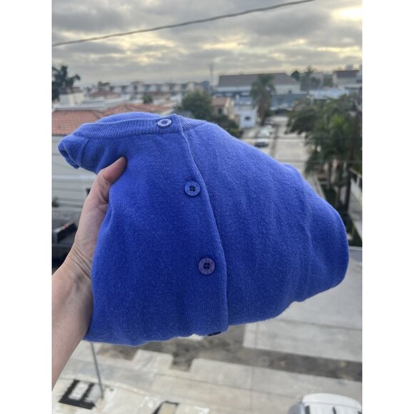 Vintage 90s Ralph Lauren Polo Cashmere purple blue cardigan XL preppy golf - Picture 2 of 9